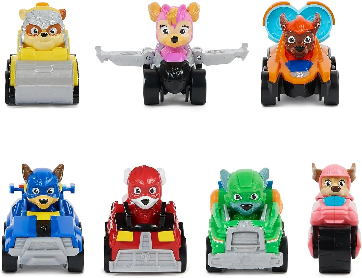 PAT PATROUILLE LA SUPER PATROUILLE LE FILM - Pack de 7 Racers Pup Squad La Pat Patrouille The Mighty Movie - Voiture Figurine À Collectionner - Pat Patrouille - Paw Patrol - Jouet Enfant 3 Ans et + TECIN HOLDING