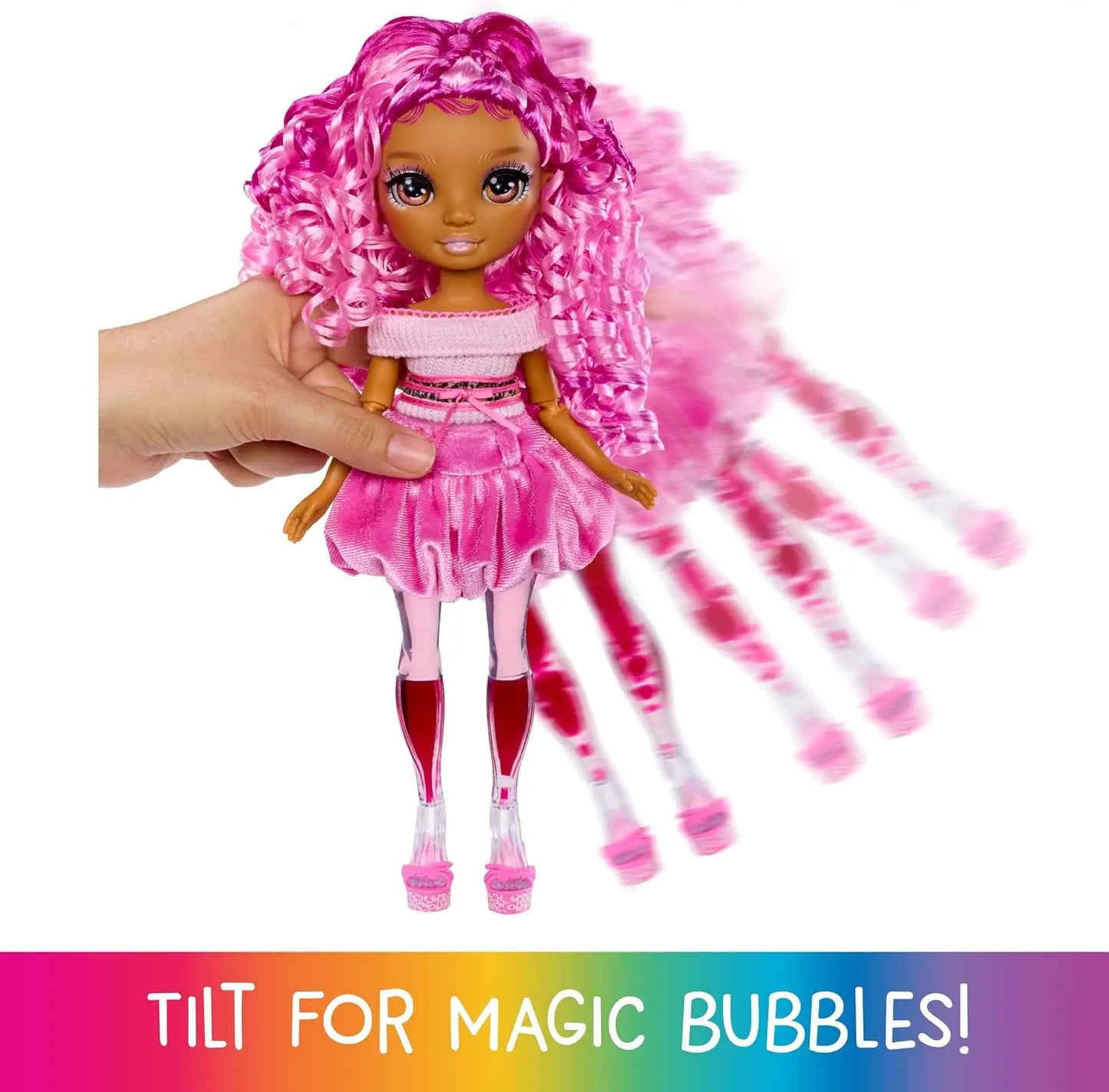 Poupée RAINBOW HIGH Sparkle & Shine - Poupée Leilani 28 cm Cheveux Roses & Bulles Magiques Rainbow High