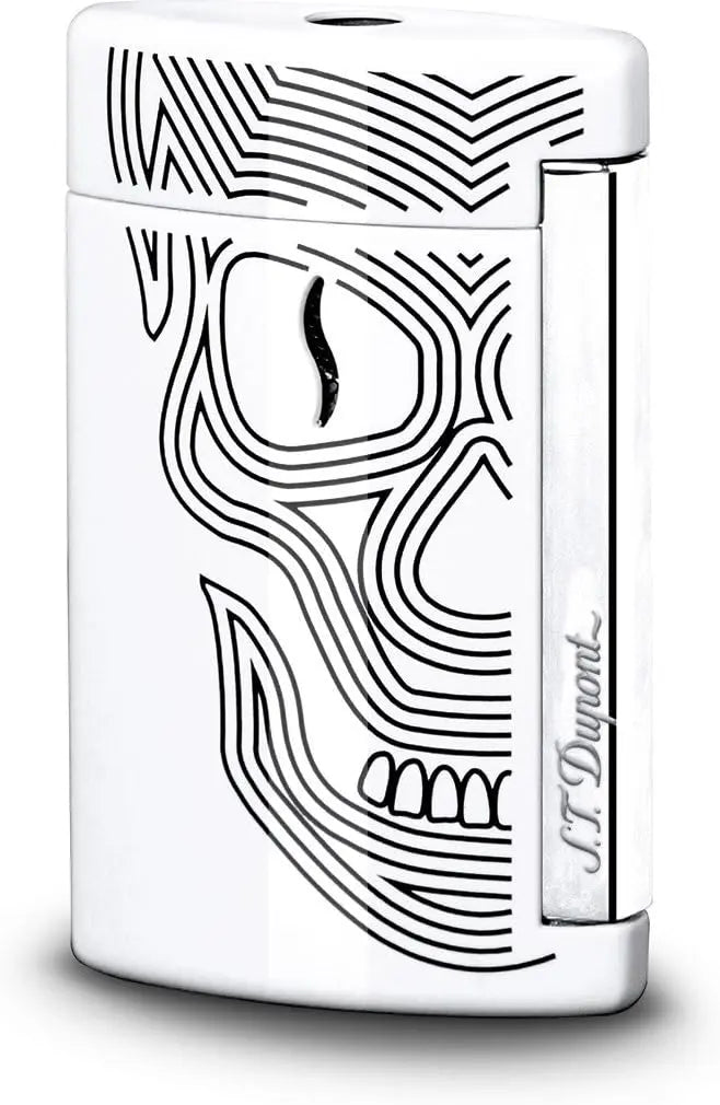 briquet S.t. Dupont D-010512 Briquet Minijet Tête de mort Blanc S.T. Dupont