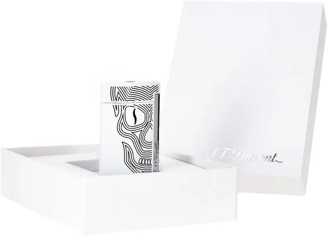 briquet S.t. Dupont D-010512 Briquet Minijet Tête de mort Blanc S.T. Dupont