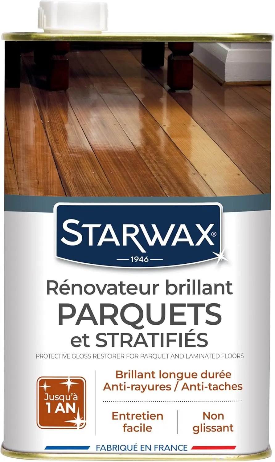 Entretien sols STARWAX Rénovateur Brillant Protecteur Parquets Vitrifiés et Sols Stratifiés 1L Starwax