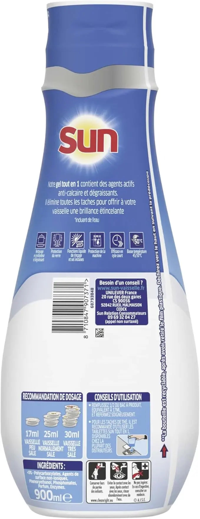 Entretien & Nettoyage SUN Gel lave-vaisselle tout-en-1 brillance cristal 52 lavages SUN