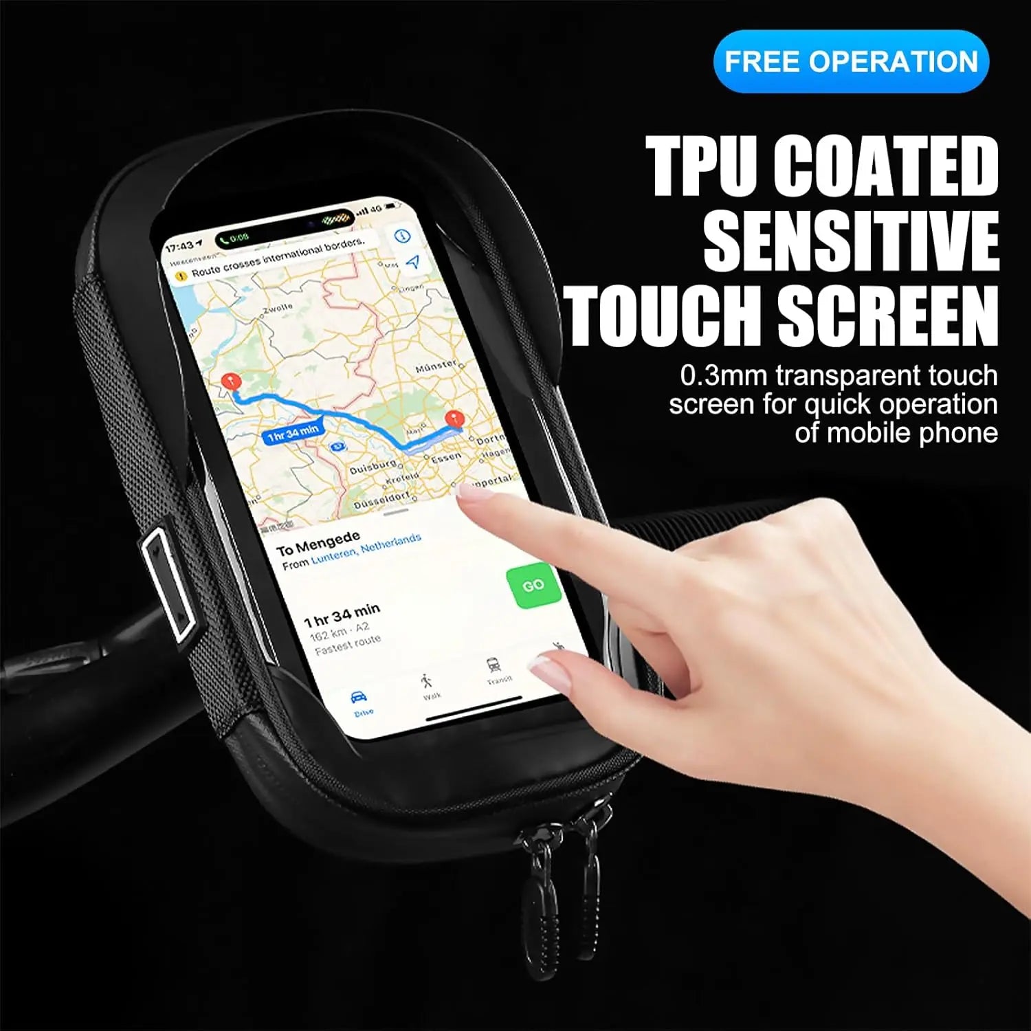 Accessoires Vélo Sacoche de Guidon Vélo avec Support Téléphone Rotation 360° - Écran Tactile 4.7-6.8 Pouces TEKIN.STORE