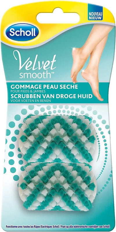 Scholl Rouleau gommage peau sèche pieds & jambes - Velvet Smooth - La boîte de 2 rouleaux NOX XTREM