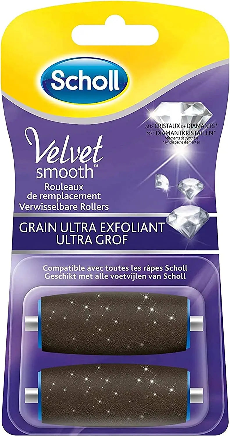 Scholl Rouleaux de Remplacement Grain Ultra Exfoliant pour Râpe Electrique Pieds x2 Scholl