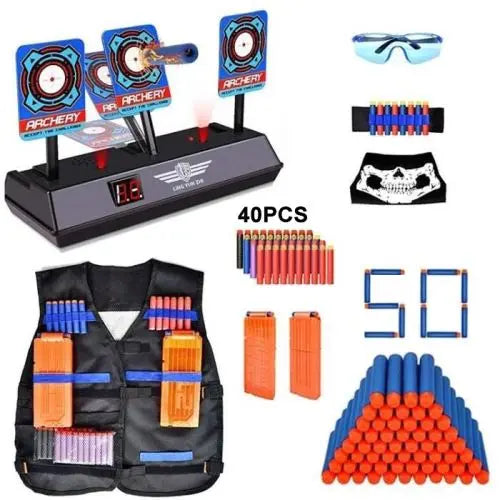 jouet Tenuiskft Gilet Tactique Enfants pour Nerf N Strike Elite Séries, Chargeurs Clips Recharge Rapide, Fléchettes Bullets Recharge Balle, Hand Wrist NERF