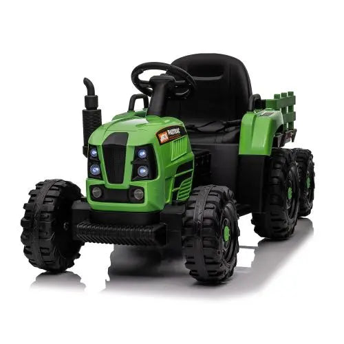 Jouet pour enfant Tracteur Électrique EKASN Voiture Enfant avec Remorque 12 V avec télécommande trois vitesses réglables Bluetooth VERT Ekasn