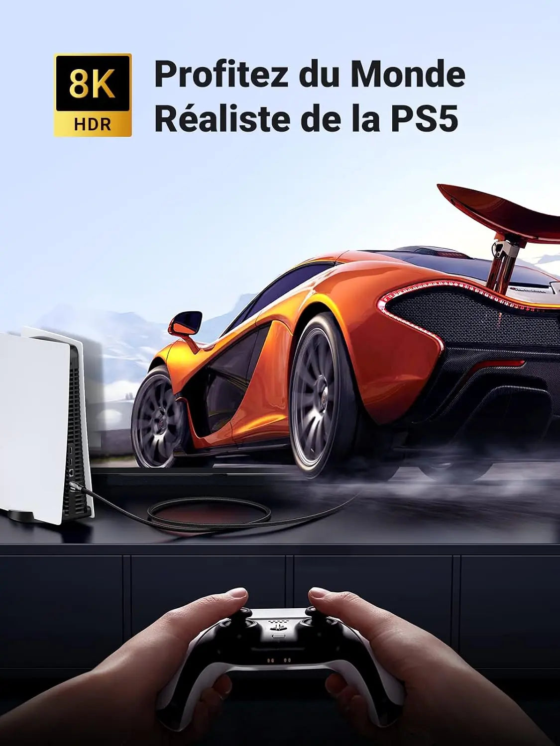 Câble & Connectique UGREEN Câble HDMI 2.1 — 8K 60Hz | 4K 120Hz | 48 Gbps | eARC | HDR | 3D UGREEN