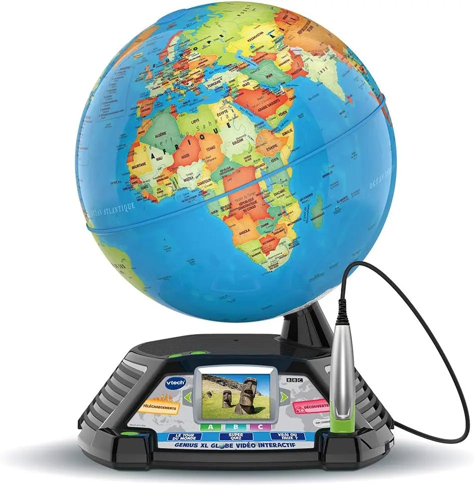 jeux de construction VTech - Genius XL Globe Vidéo Interactif, Globe Terrestre Enfant avec Écran Couleur, Stylet Tactile, 600 Vidéos de la BBC, Jouet Scientifique Éducatif, Cadeau VTECH