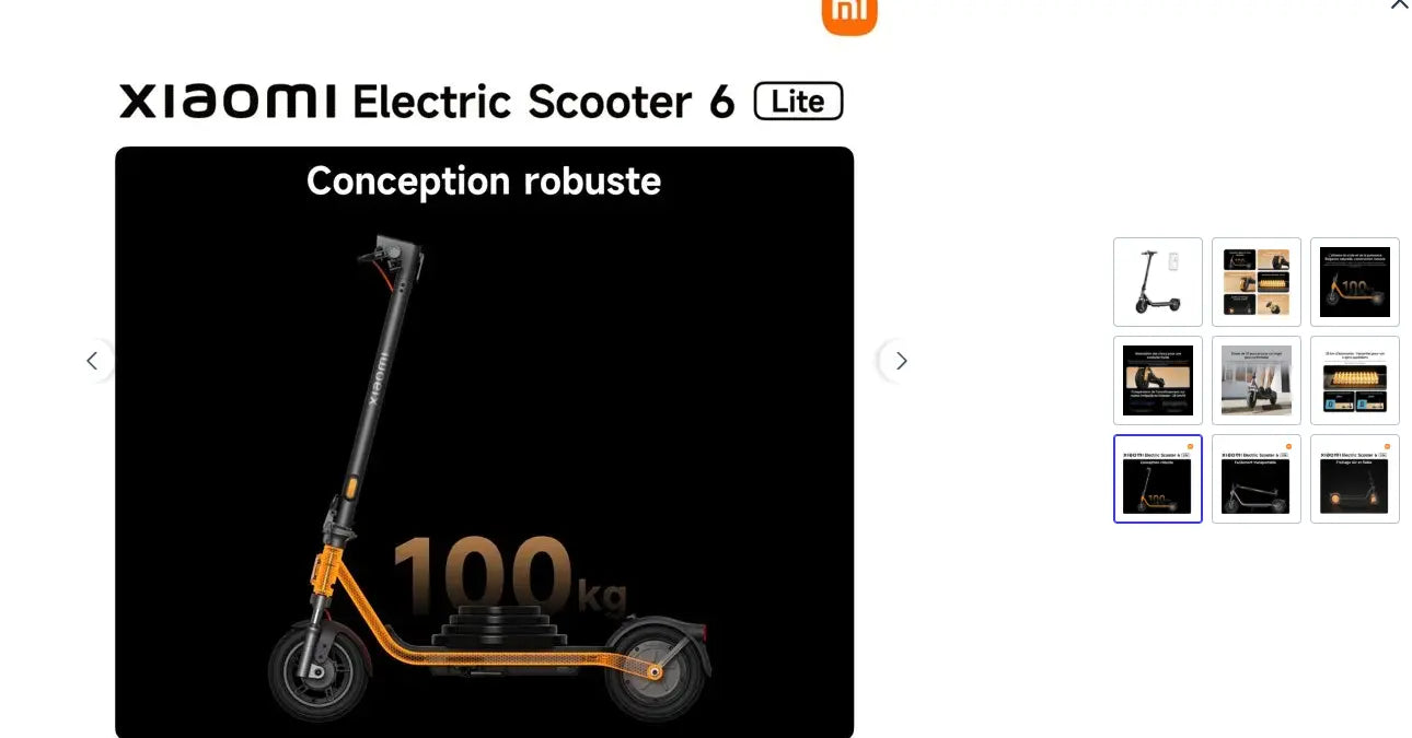 Trottinette Électrique Xiaomi Electric Scooter 6 Lite — Trottinette Électrique | 25 km/h | Autonomie 25 km | Pliable Xiaomi
