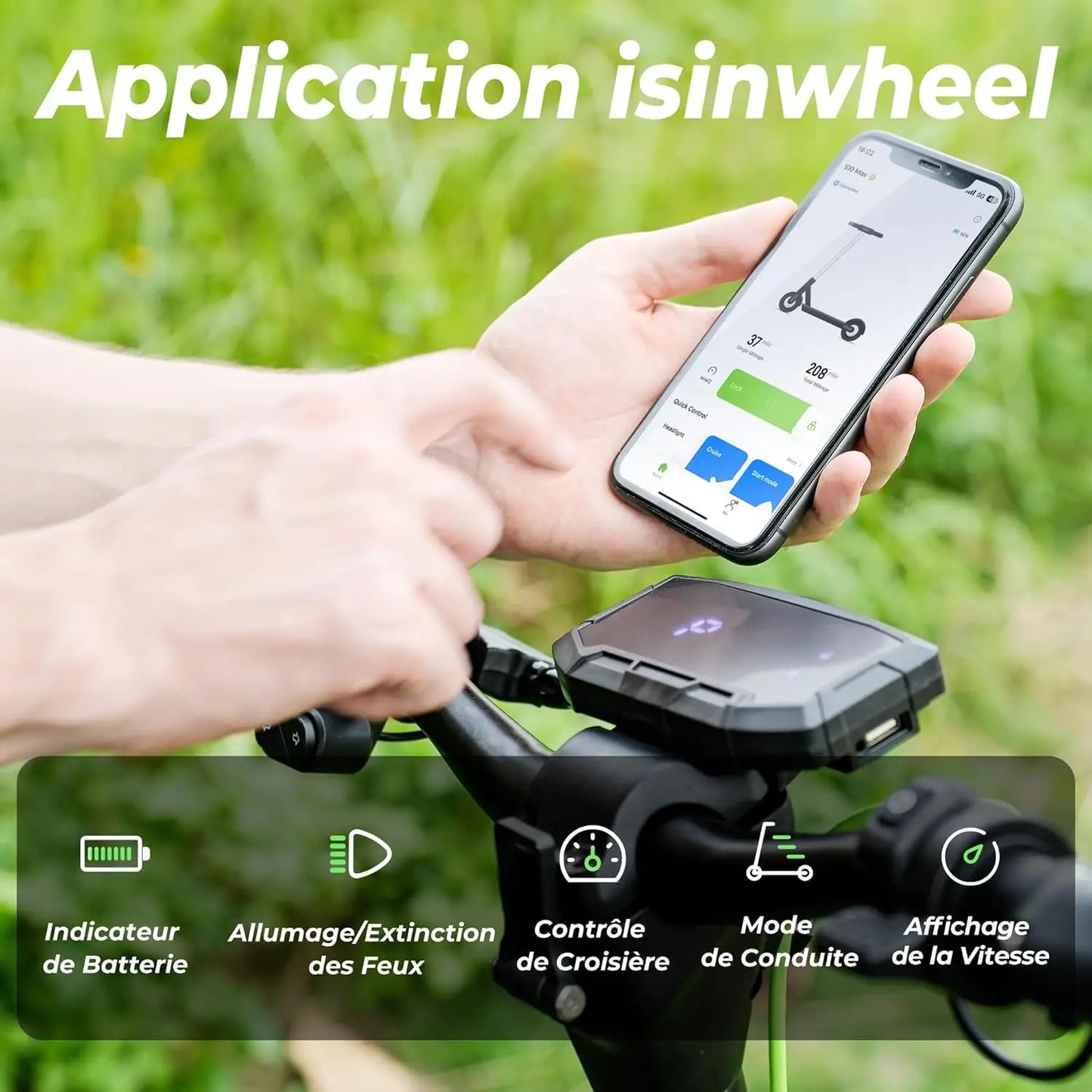 Trottinette Électrique isinwheel S10MAX — Trottinette Électrique Adulte 1000W | 60 km | Pneus 10" Tout Terrain | APP | Pliable isinwheel