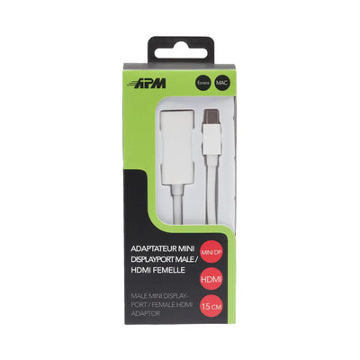 ADAPTATEUR MINI DISPLAYPORT/HDMI MÂLE/FEMELLE BLANC APM