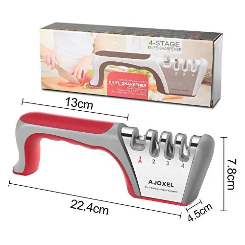 AJOXEL Aiguiseur de couteaux professionnel, 4-1 Aiguiseur de couteaux de cuisine professionnel avec base antidérapante, Aiguiseur de couteaux pour couteaux de cuisine, ciseaux, rasoir Ajoxel