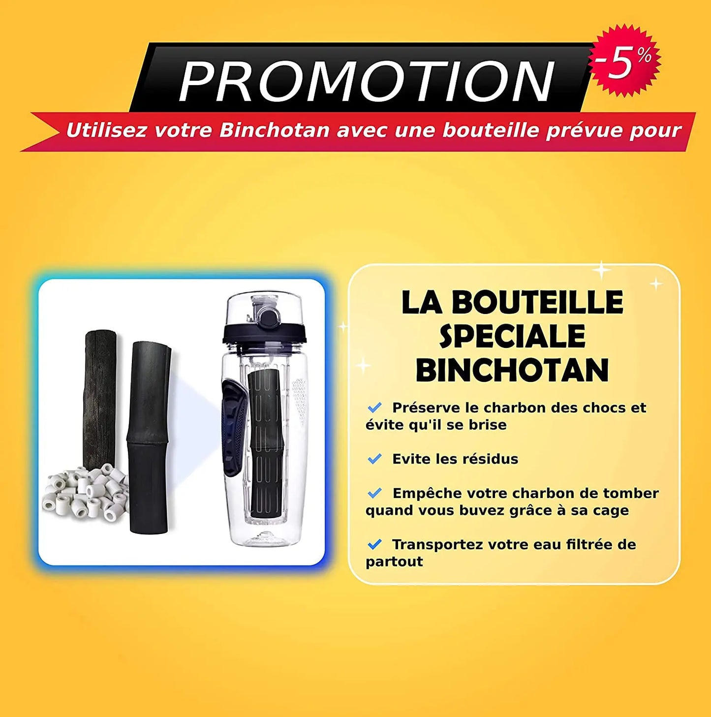 "Baytiz | Filtre à Eau Végétal au Charbon Actif de Bambou baytiz