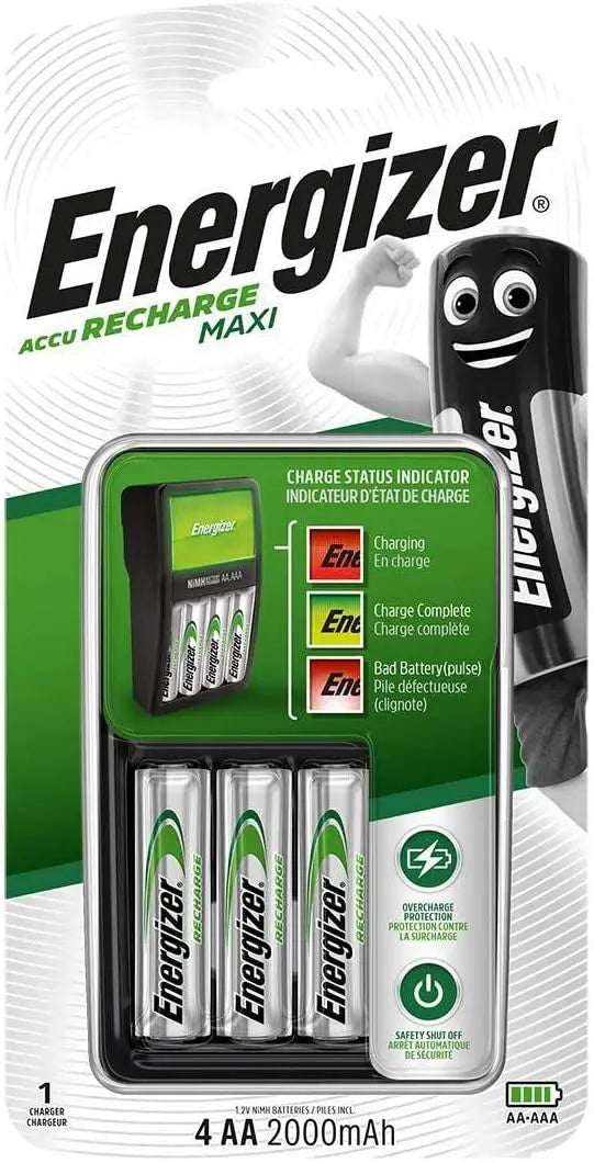 Chargeur de pile batterie Energizer Maxi avec 4 piles AA 2000 mAh 7638900321401 Energizer