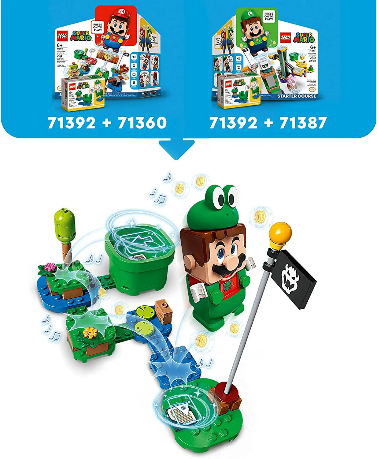 LEGO 71392 Super Mario Pack de Puissance Mario Grenouille, Jouet à Collectionner lego