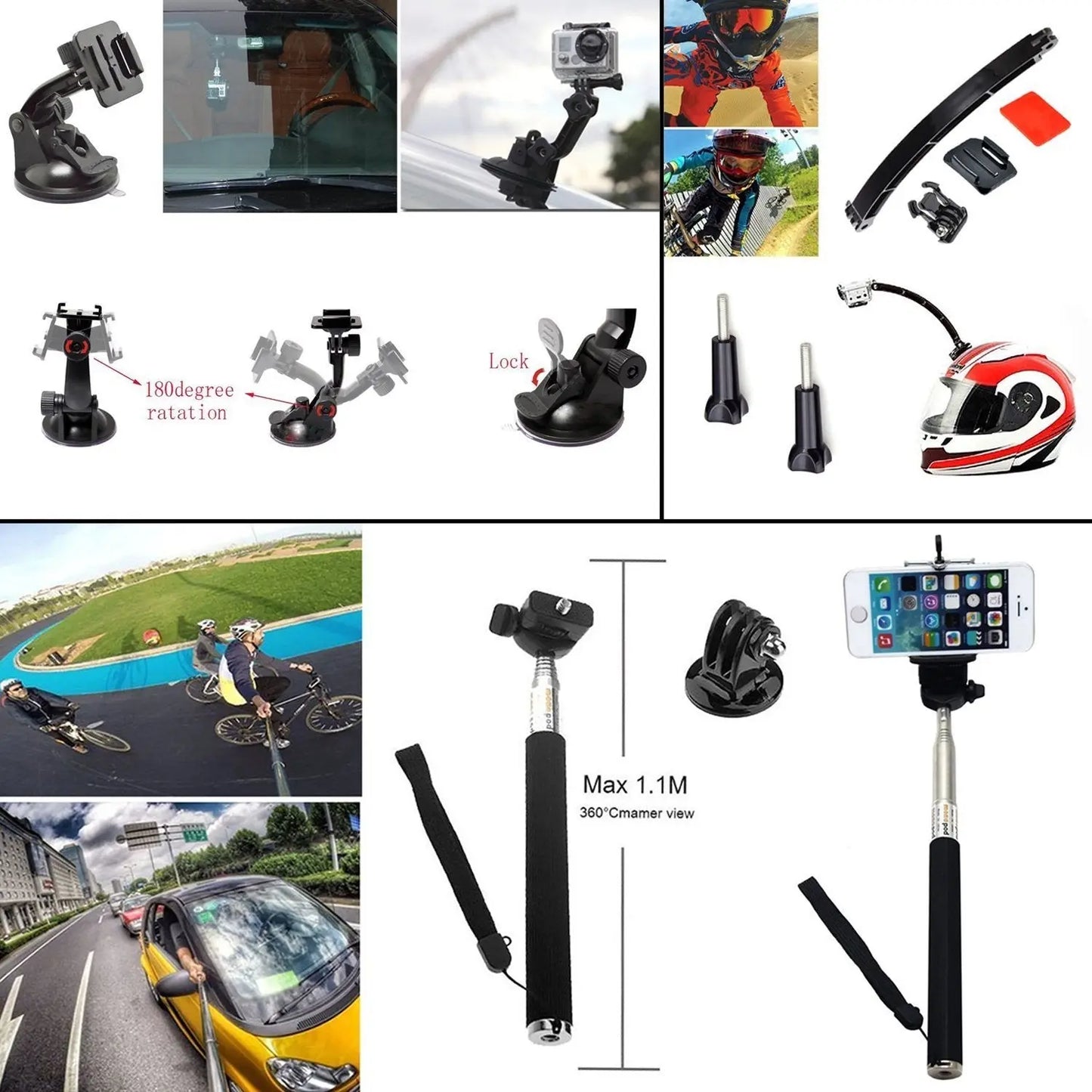 Leknes Lot de 52 accessoires professionnels pour GoPro Hero 1 2 3 4 5 Leknes