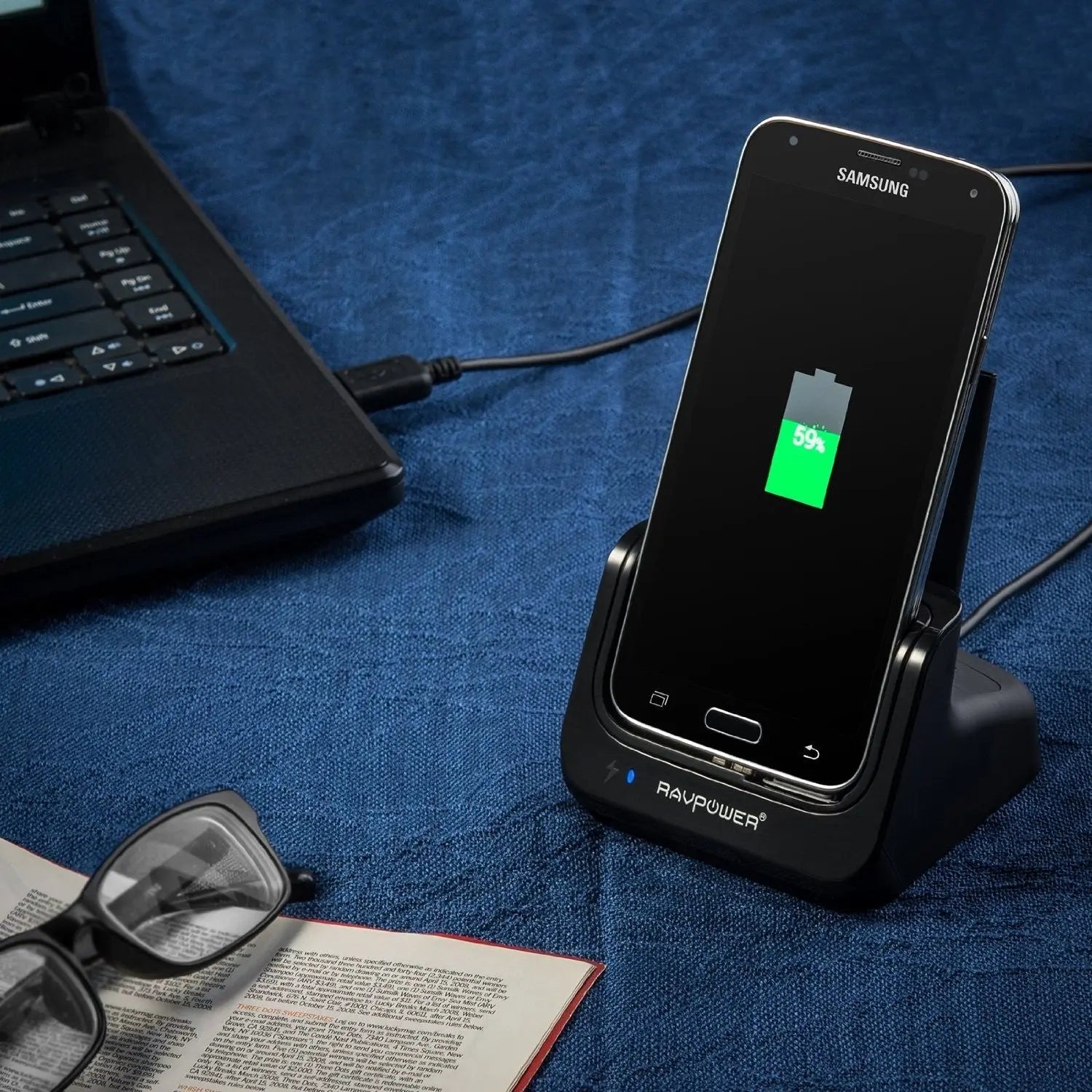 RAVPower 3 en 1 Station d'accueil dual Chargeur Dock Sync /station de recharge Samsung