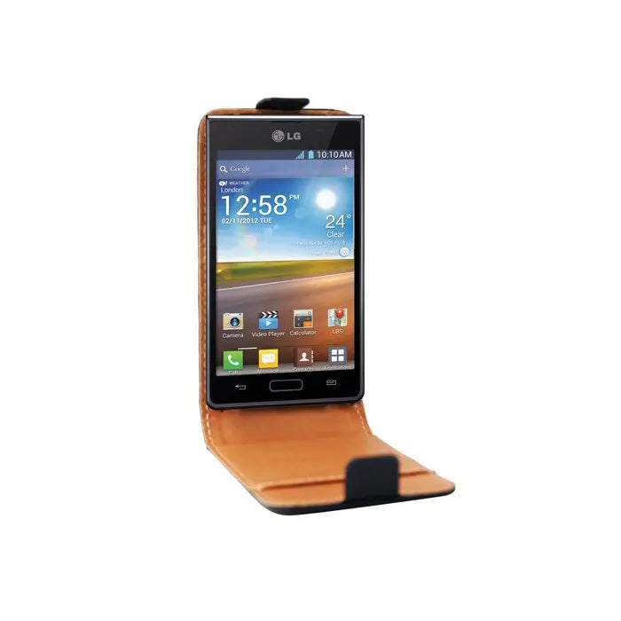 Swiss Charger Etui clapet cuir noir LG L7 Newtechno